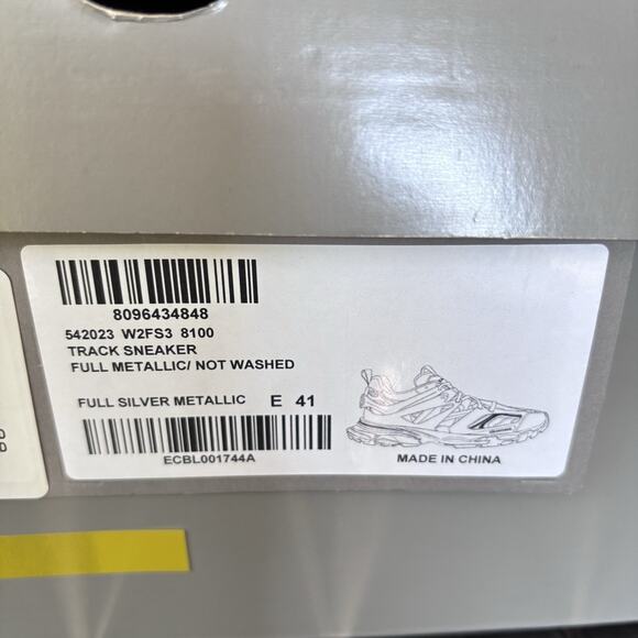 NIB $1490 Balenciaga Track Runners Metallic Silver Sz 41 US 8 main image 6